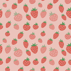 simple strawberry pattern.  perfect for summer and spring. pink background. seamless cute pattern. for textiles, fabric, wallpaper, packaging, and clothing products, social media layouts. trend prints