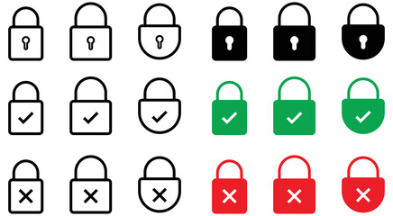 padlock icon set simple. padlock mark. style symbol for app and web, vector illustration