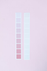 Pantone Color Chart on pink background.