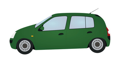 Green city car. vector illustration