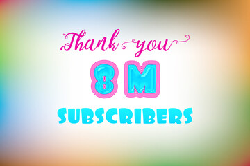8 Million  subscribers celebration greeting banner with Jelly Design