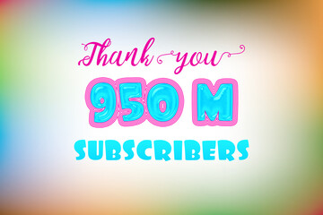 950 Million  subscribers celebration greeting banner with Jelly Design