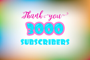 3000 subscribers celebration greeting banner with Jelly Design