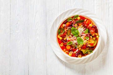 italian minestrone with beans, zucchini and pasta