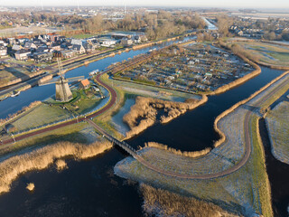 Strijkmolen E, Ouddorp, Alkmaar, North Holland,The Netherlands. Oak octagonal polder mill from...