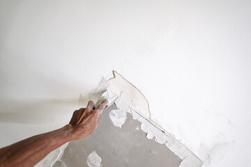 Hand repair water damaged drywall ceiling. 2
