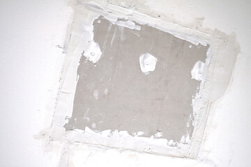 A ceiling renovation. Repair water damaged drywall ceiling.