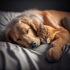 Friendship between cat and dog