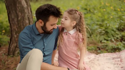 father's day .  daughter kissing father