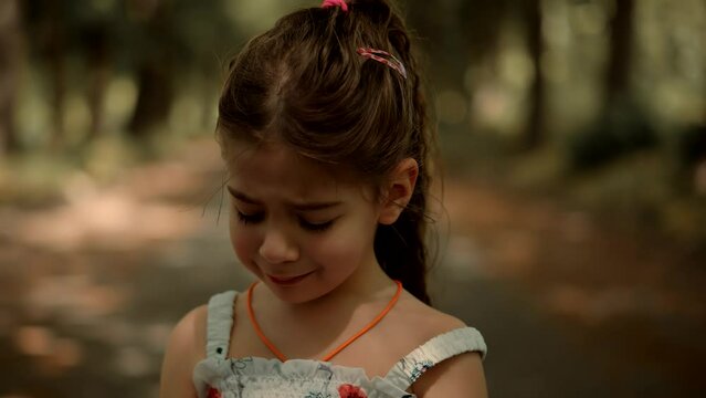 little girl crying . sad children crying