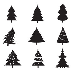 Christmas trees set, christmas tree set black, christmas tree vector file design