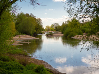 The Loire River and its sandbanks seen from one of its edge