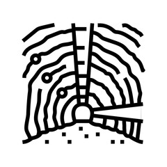 underground mining copper production line icon vector. underground mining copper production sign. isolated contour symbol black illustration