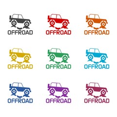 Off road truck icon isolated on white background. Set icons colorful