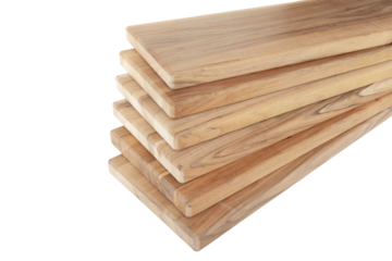 Wooden boards, a board with a seamed edge for building a house and interior decoration, on an isolated white