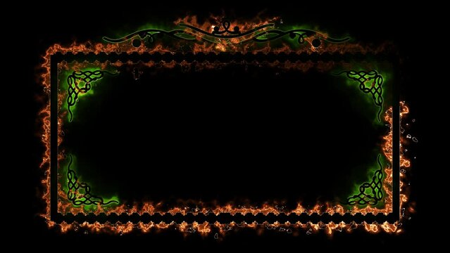 modern pattern frame with circular motion .green fire and light effect,
