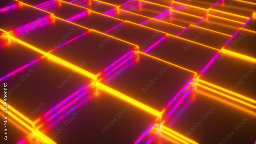 Poster neon cubes. computer generated 3d render