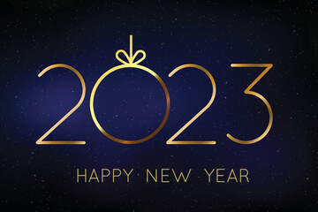 Happy New Year 2023 text design logo.