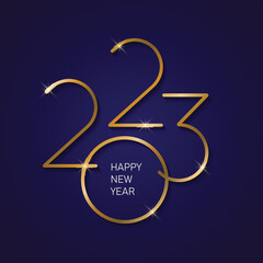 Happy New Year 2023 text design logo.