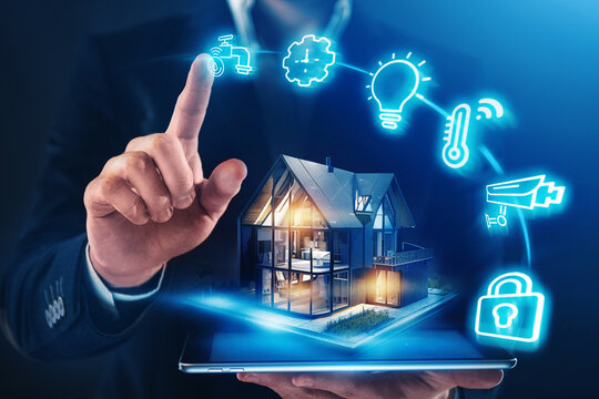 Remote control and home management. Smart home concept. 