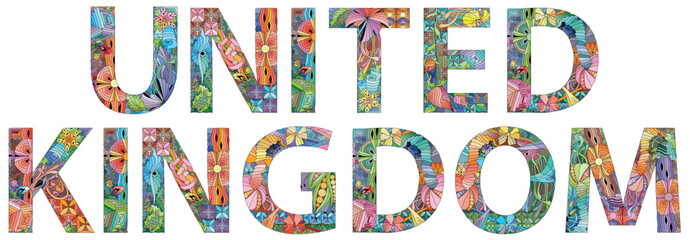 The United Kingdom (UK) or Britain, is a country in Europe, off the north-western coast of the continental mainland. Vector decorative zentangle object