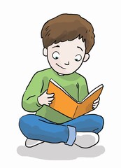 a smart boy reading a book