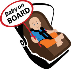 Baby on board sign baby steps cute baby in lotus
