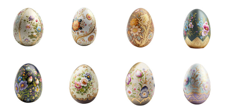 Hand painted Easter egg isolated on transparent background