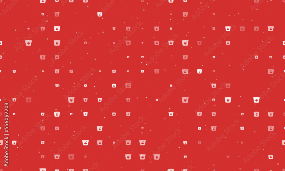 Poster seamless background pattern of evenly spaced white instant noodles symbols of different sizes and op