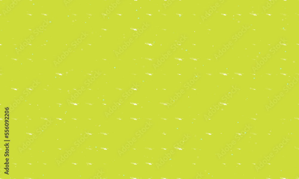 Poster seamless background pattern of evenly spaced white helicopter symbols of different sizes and opacity