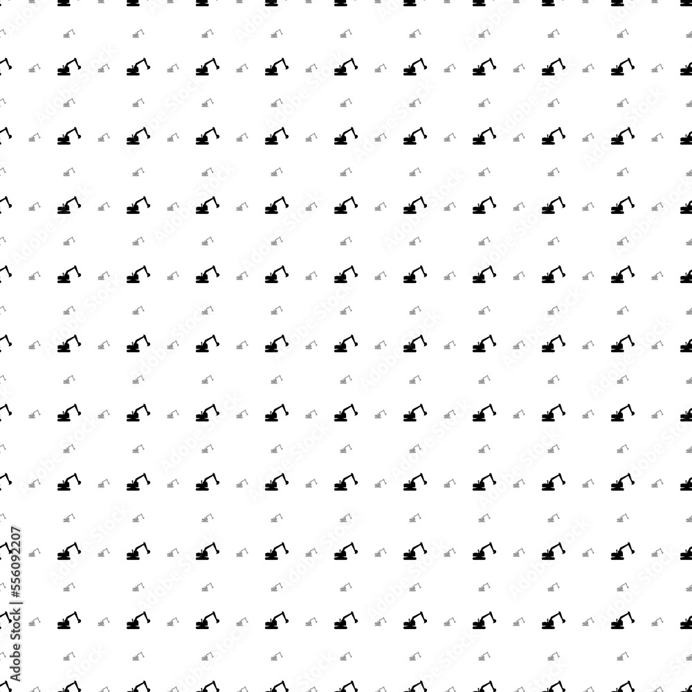 Poster square seamless background pattern from black excavator symbols are different sizes and opacity. the