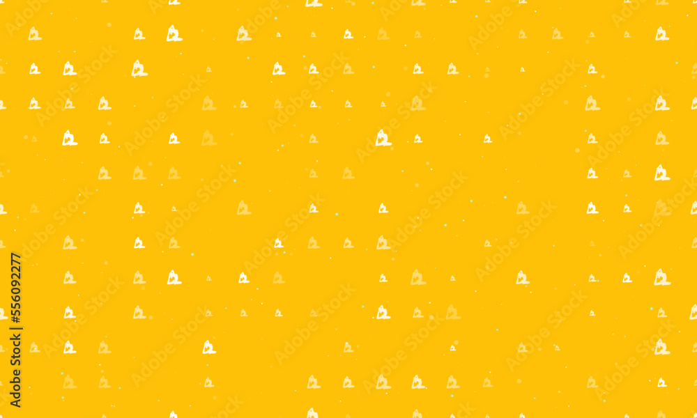 Poster seamless background pattern of evenly spaced white yoga stretching pose symbols of different sizes a