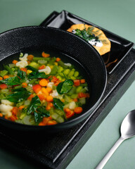 vegetable soup in a pan