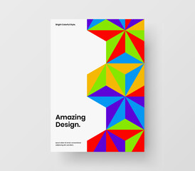 Multicolored corporate brochure vector design layout. Abstract mosaic hexagons flyer illustration.