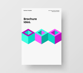 Fototapeta premium Multicolored corporate brochure vector design concept. Bright geometric shapes leaflet layout.