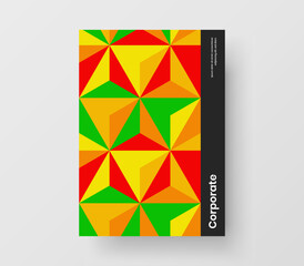 Original brochure design vector concept. Colorful geometric pattern company identity layout.