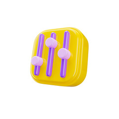 Fototapeta premium Audio Setting 3d icon in transparent background. 3d symbol and sign. Modern and minimalistic. 3D rendered Illustration.