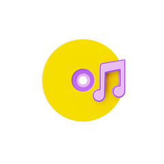 Music Disk 3d icon in transparent background. 3d symbol and sign. Modern and minimalistic. 3D rendered Illustration.