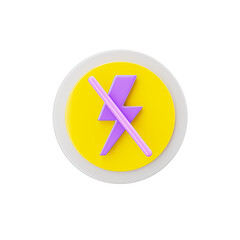 Obraz premium Flash off 3d icon in transparent background. 3d symbol and sign. Modern and minimalistic. 3D rendered Illustration.