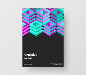 Vivid mosaic tiles handbill concept. Amazing book cover A4 vector design layout.