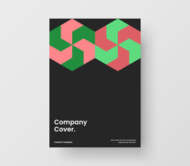 Original brochure vector design template. Simple geometric hexagons catalog cover illustration.