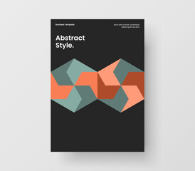 Trendy mosaic hexagons handbill layout. Creative journal cover vector design template.
