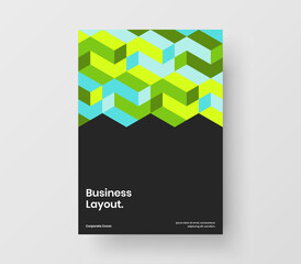 Fresh company brochure A4 vector design layout. Simple geometric shapes journal cover illustration.