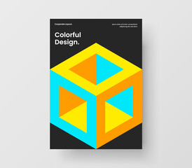Abstract journal cover A4 design vector illustration. Vivid mosaic tiles company brochure concept.
