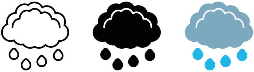 cloud rain icon set. collection style sign symbol for app and web, vector illustration