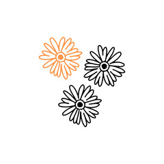 vector illustration of three flowers