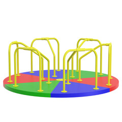 3D rendering illustration of a playground merry-go-round