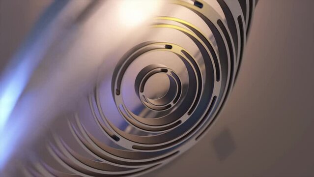 Smoothly Moving Rotating Silver Metal Chain Eye Circles Seamless Loop Animation 3d motion Graphics Background New quality industrial techno construction