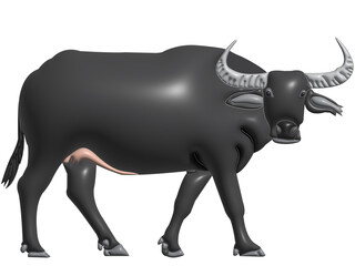 Buffalo in the form of a 3D-rendered image. on a transparent background
