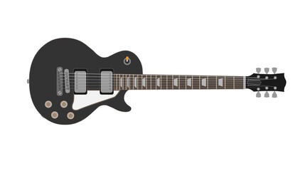 Obraz na płótnie Canvas black lespaul rock guitar refers to Solid Guitar very popular for musician (Black Color) on PNG White Transparent background